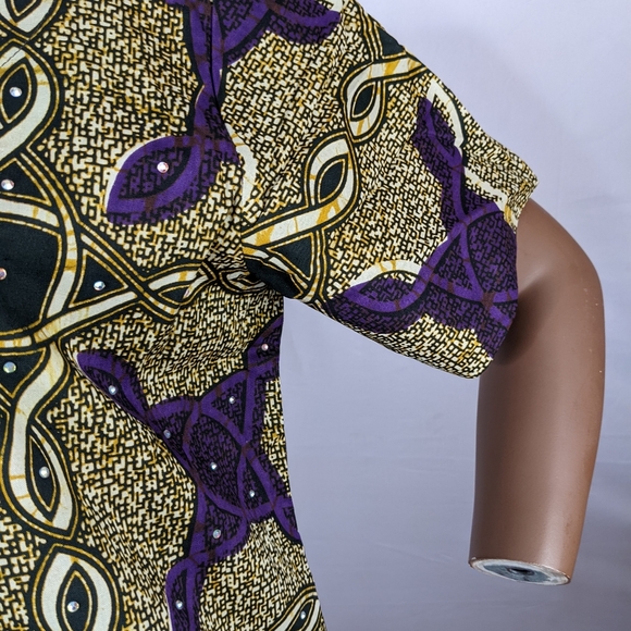 NWOT, AFRICAN PRINT MAXI DRESS WITH THIGH HIGH SPLIT ON BOTH SIDES SIZE 18 - Picture 10 of 12